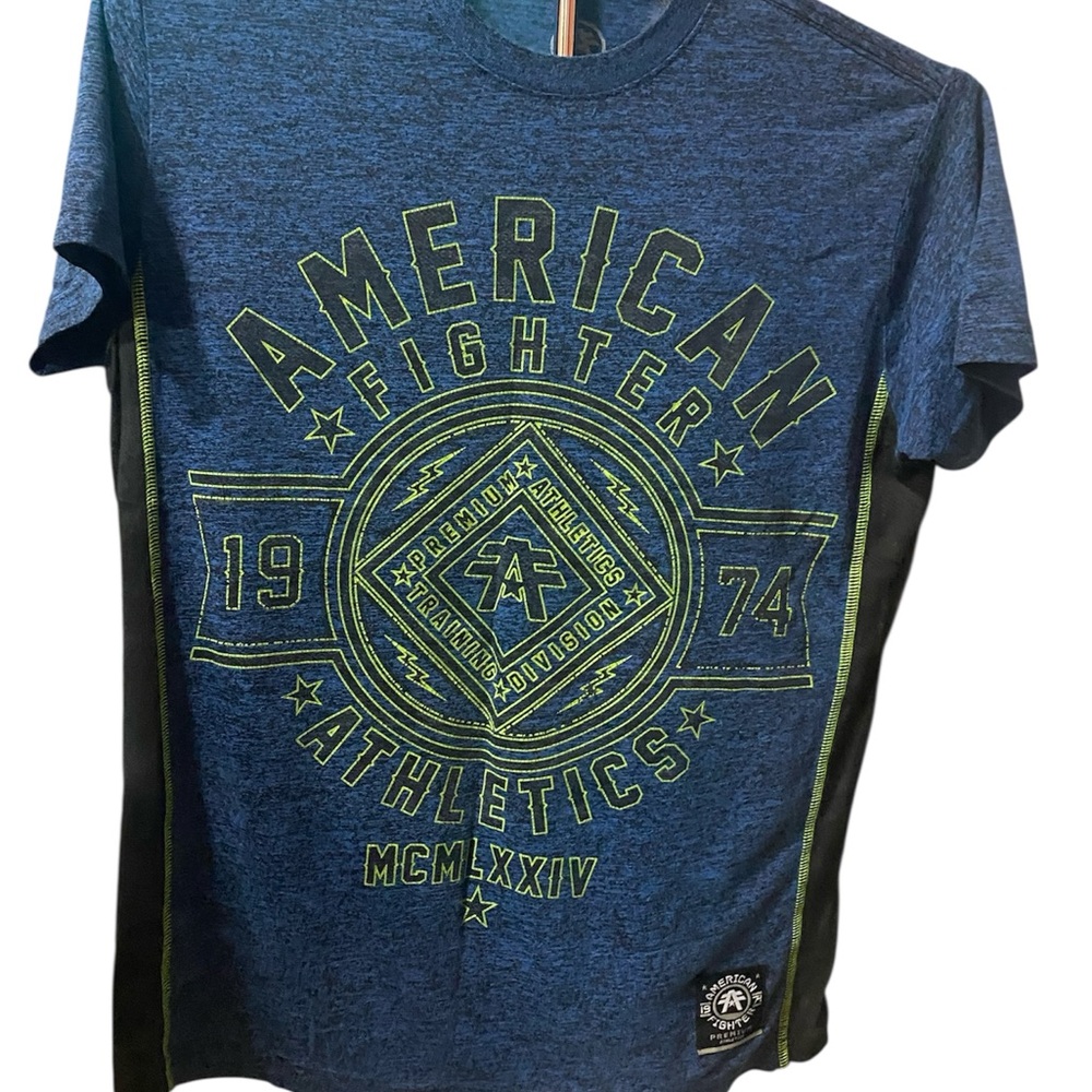 American Fighter Blue and Green Graphic Tee